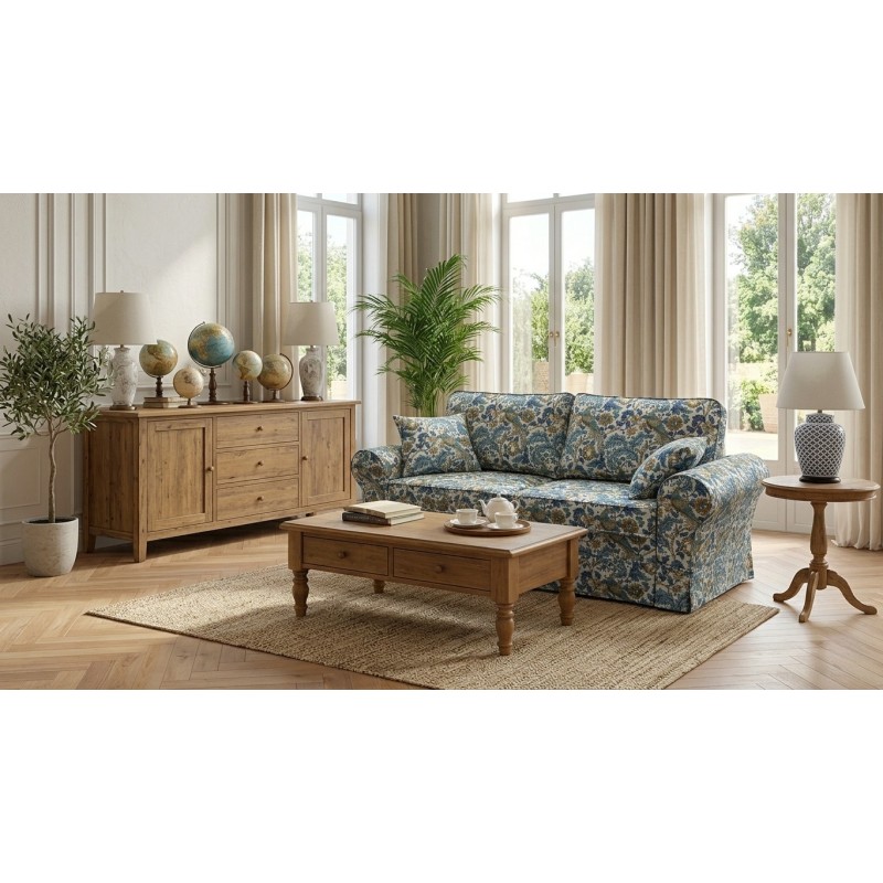 Sofa w niebieskie wzory Rubin 186 cm ze zdejmowanym pokrowcem