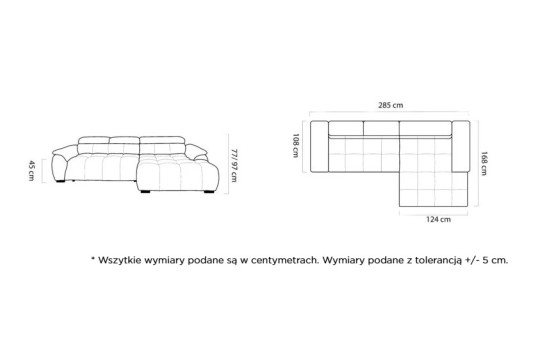 Wymiary narożnika Glow s