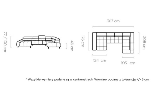Wymiary narożnika Argo XL