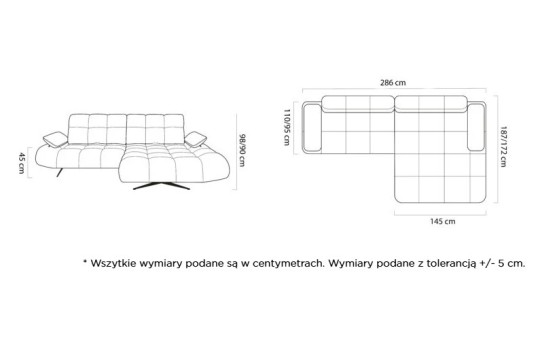 wymiary narożnika Orio S