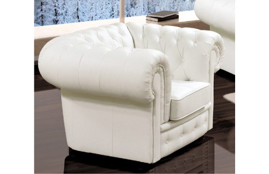 Biały pikowany fotel - Lizbona 