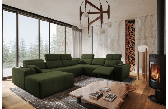 Premium narożnik Moss VIII MIX 202 x 359 x 291 cm z elektrycznie wysuwanym podnóżkiem