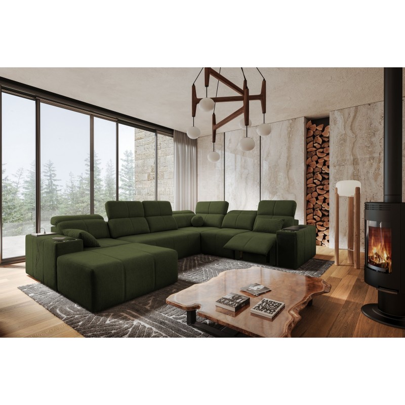 Premium narożnik Moss VIII MIX 202 x 359 x 291 cm z elektrycznie wysuwanym podnóżkiem