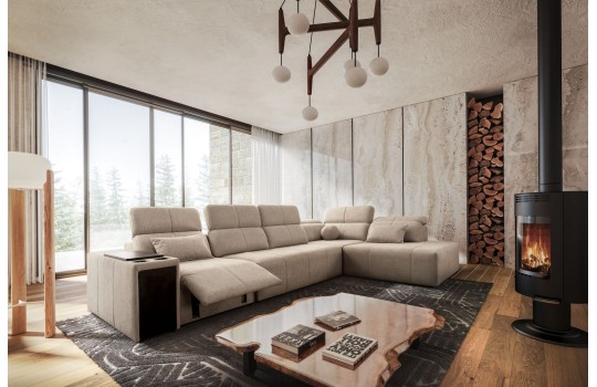 Rodzinny narożnik Moss XI MIX 359 x 230 cm z elektrycznie wysuwanym podnóżkiem