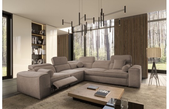 Narożnik do salonu Sito III 276 x 278 cm z elektrycznie wysuwanym podnóżkiem