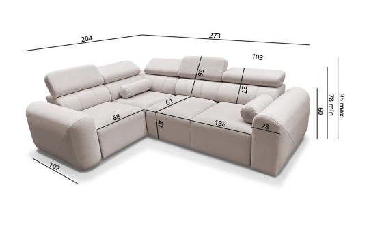 Narożnik LAREN II 273 x 204 cm- wymiary Narożnik LAREN II 273 x 204 cm- wymiary