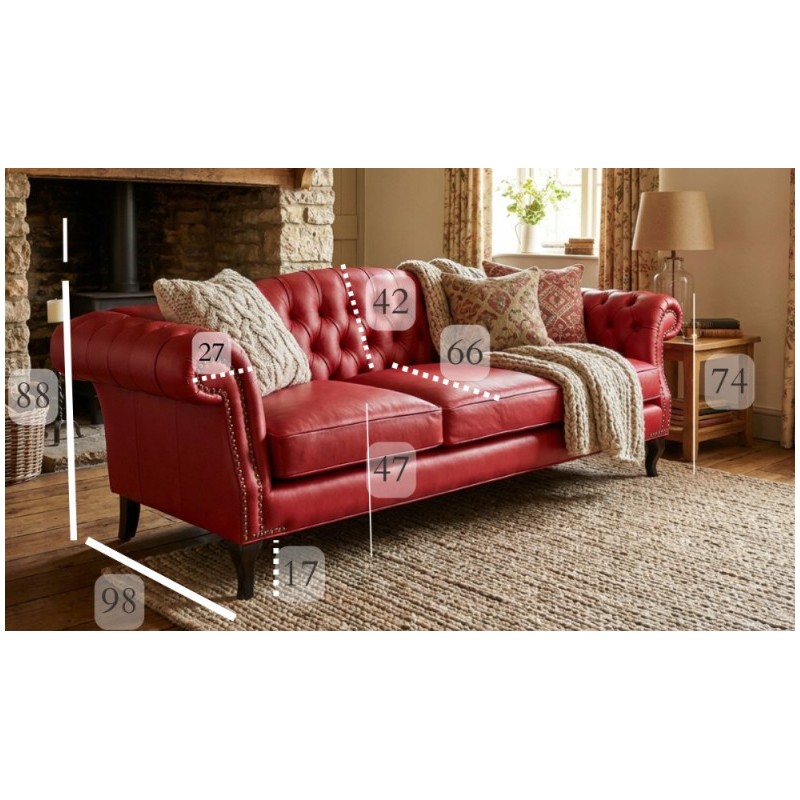 Kanapa Chesterfield Solano 250 cm ze skóry naturalnej Kanapa Chesterfield Solano 250 cm ze skóry naturalnej