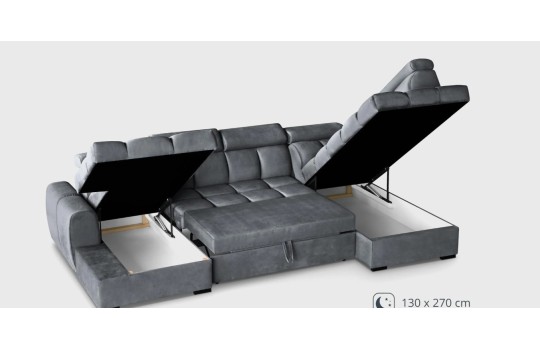 Narożnik Storm U 175x330x195 cm z funkcją spania i pojemnikiem Narożnik Storm U 175x330x195 cm z funkcją spania i pojemnikiem
