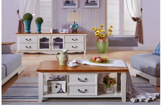 Stolik kawowy z szufladami vintage Amanda