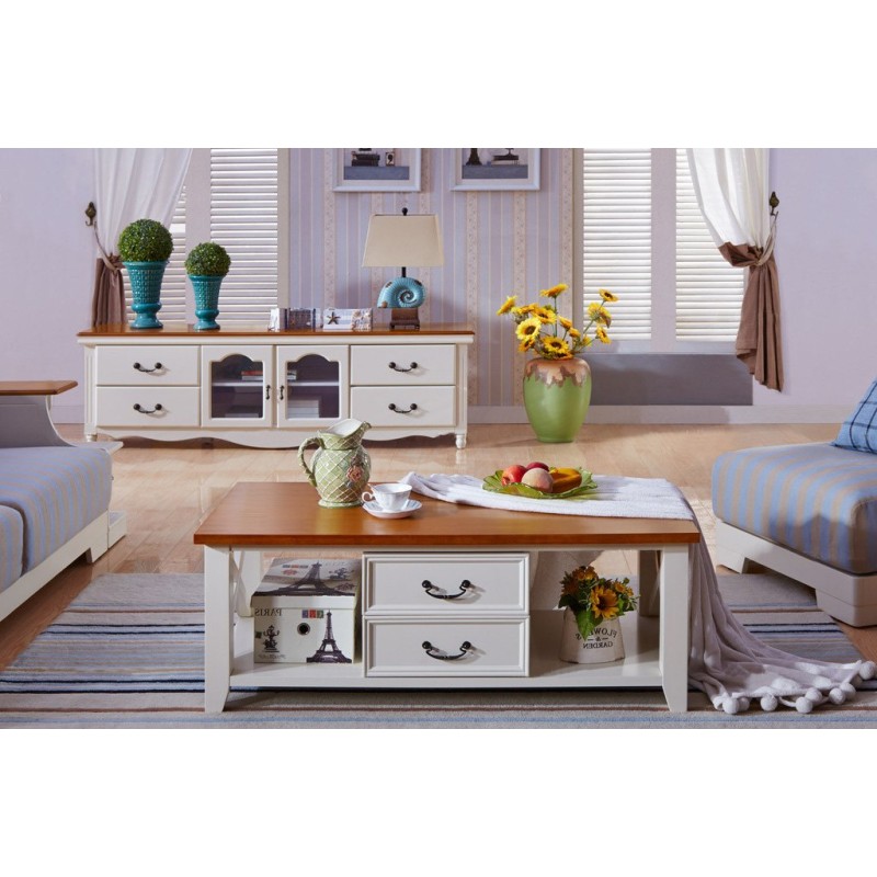 Stolik kawowy z szufladami vintage Amanda