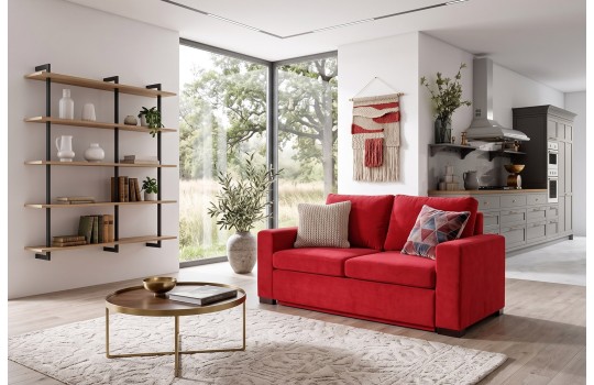 Czerwona sofa Riga 180 cm w nowoczesnym salonie