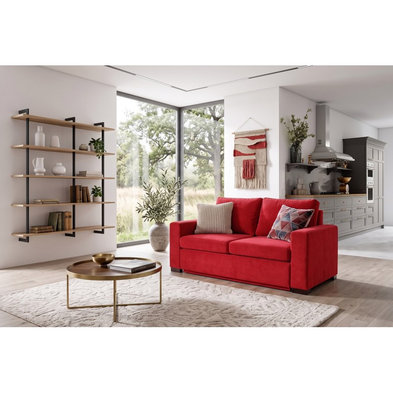 Czerwona sofa Riga 180 cm w nowoczesnym salonie