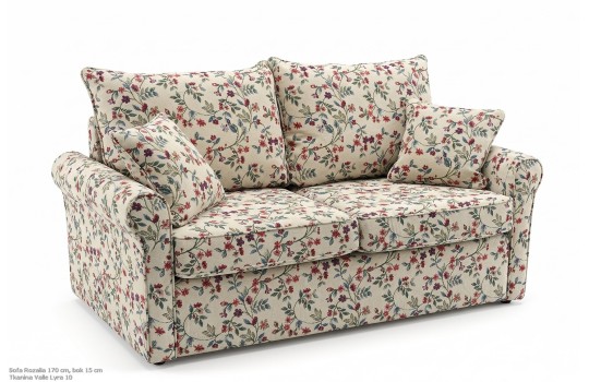 Wzorzysta sofa z wózkiem Rozalia 170 cm na jasnym tle