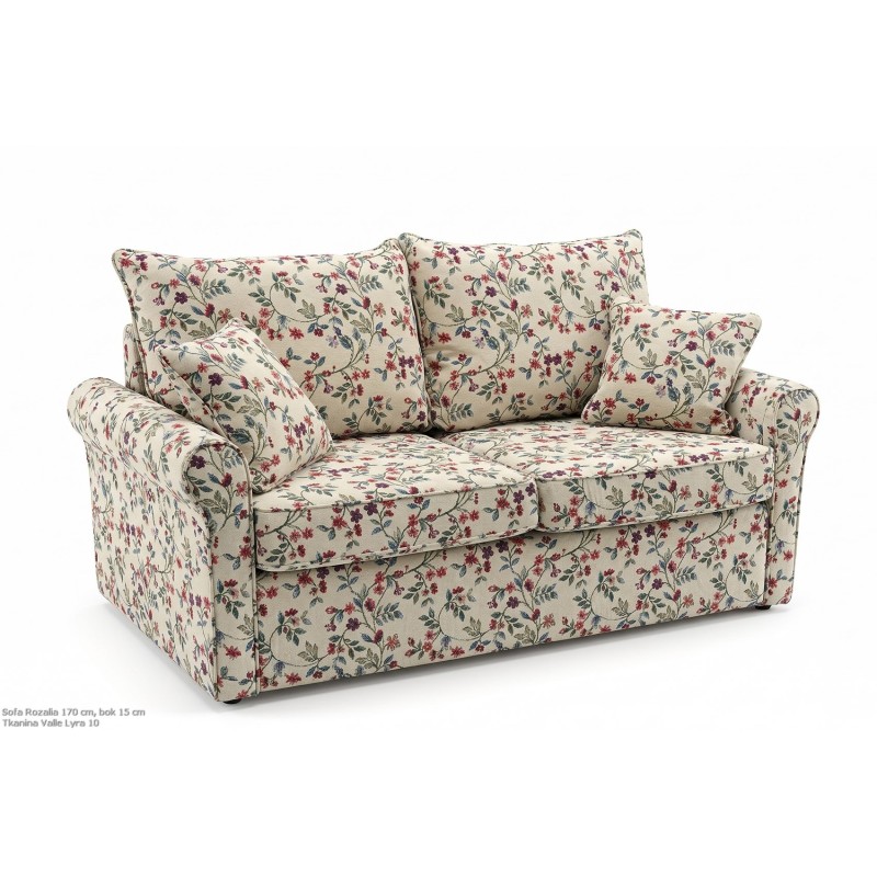 Wzorzysta sofa z wózkiem Rozalia 170 cm na jasnym tle