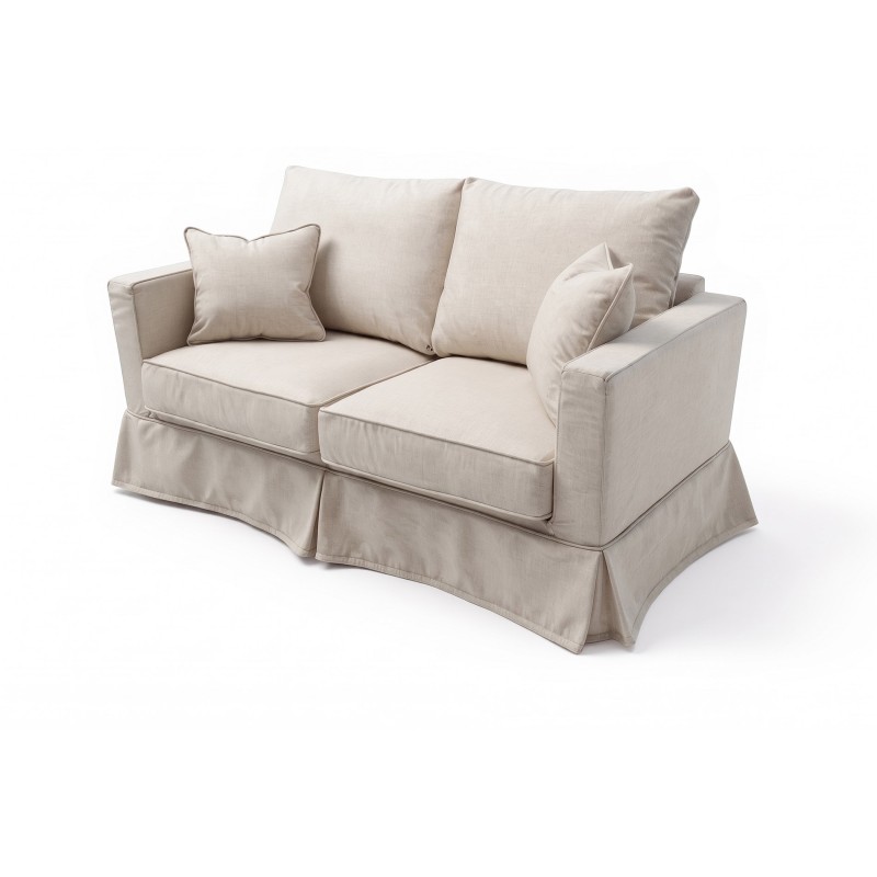 Dwuosobowa sofa Vesper z poduszkami na białym tle