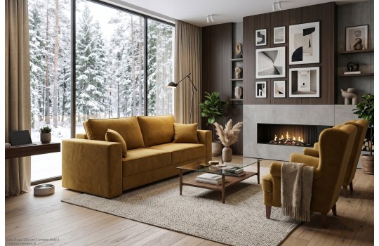 Sofa Roza z prostymi bokami i fotele w tkaninie Element 8 Sofa Roza z prostymi bokami i fotele w tkaninie Element 8