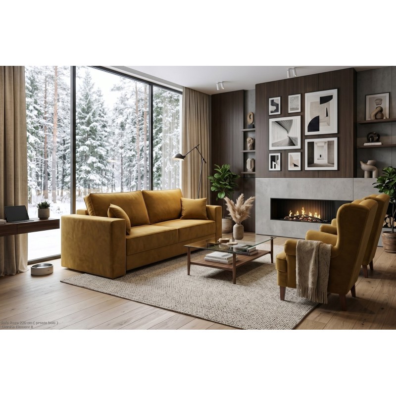 Sofa Roza z prostymi bokami i fotele w tkaninie Element 8 Sofa Roza z prostymi bokami i fotele w tkaninie Element 8