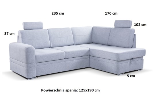 Wymiary narożnika Sotelo Wymiary narożnika Sotelo