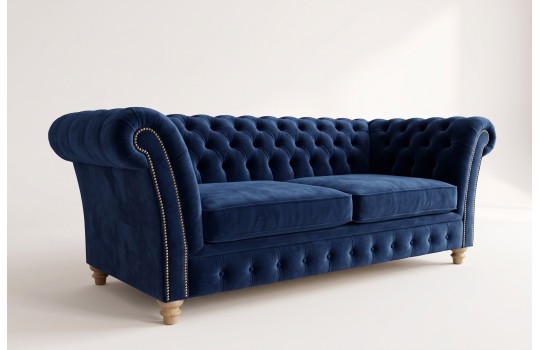 Granatowa sofa chesterfield Neapol w welurowej tkaninie Granatowa sofa chesterfield Neapol w welurowej tkaninie