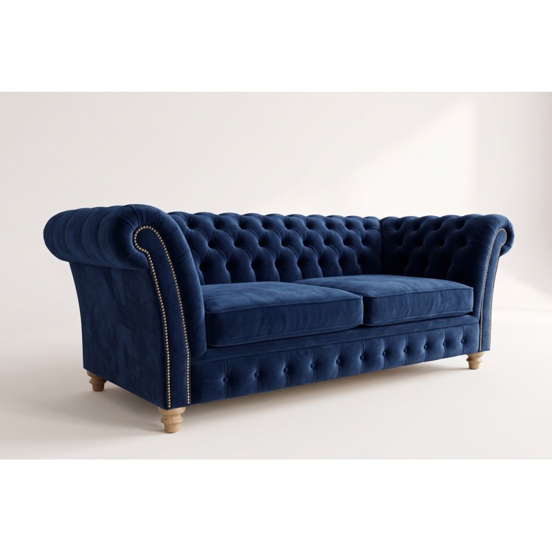 Granatowa sofa chesterfield Neapol w welurowej tkaninie Granatowa sofa chesterfield Neapol w welurowej tkaninie