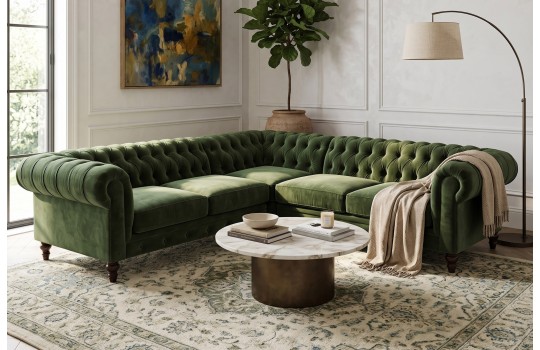 Zielony klasyczny narożnik chesterfield Anatol Zielony klasyczny narożnik chesterfield Anatol