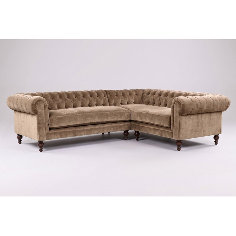 Beżowy narożnik chesterfield Soft 300 x 200 cm, widok od frontu