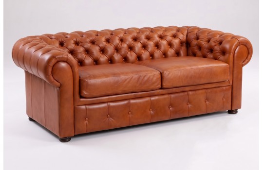 Sofa w brązowej skórze naturalnej Sofa w brązowej skórze naturalnej