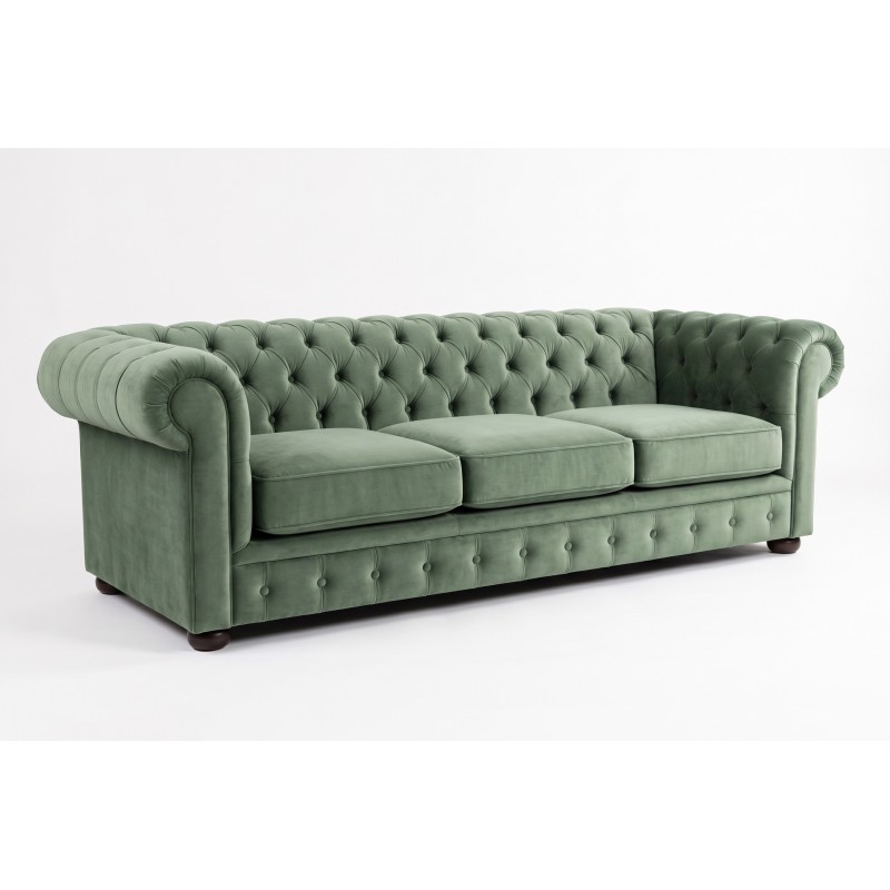 Sofa Chesterfield w szałwiowym kolorze Sofa Chesterfield w szałwiowym kolorze