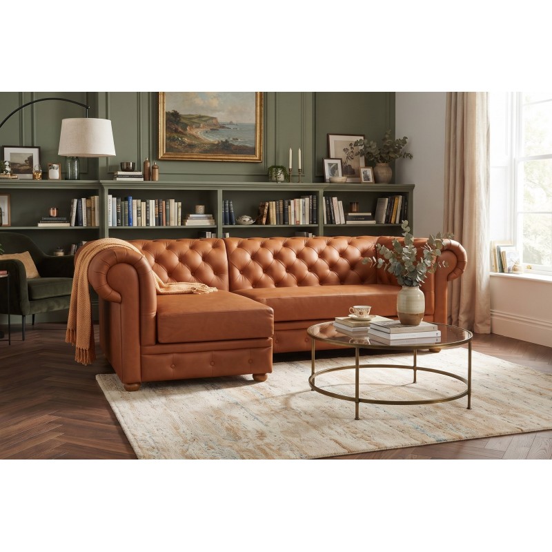 Narożnik chesterfield z pojemnikiem Manila 220 x 155 cm Narożnik chesterfield z pojemnikiem Manila 220 x 155 cm