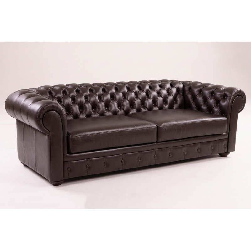 Ciemnobrązowa skórzana sofa Chesterfield Retro Ciemnobrązowa skórzana sofa Chesterfield Retro