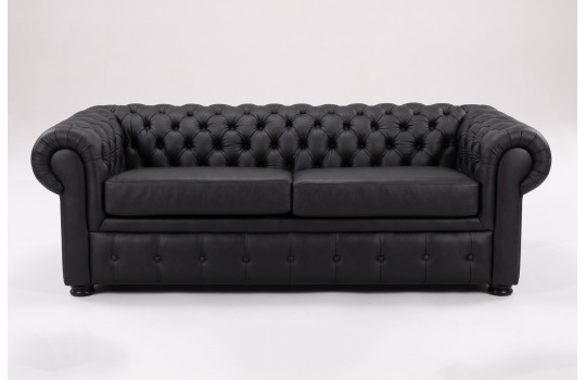 Czarna skórzana sofa Chesterfield Retro Czarna skórzana sofa Chesterfield Retro