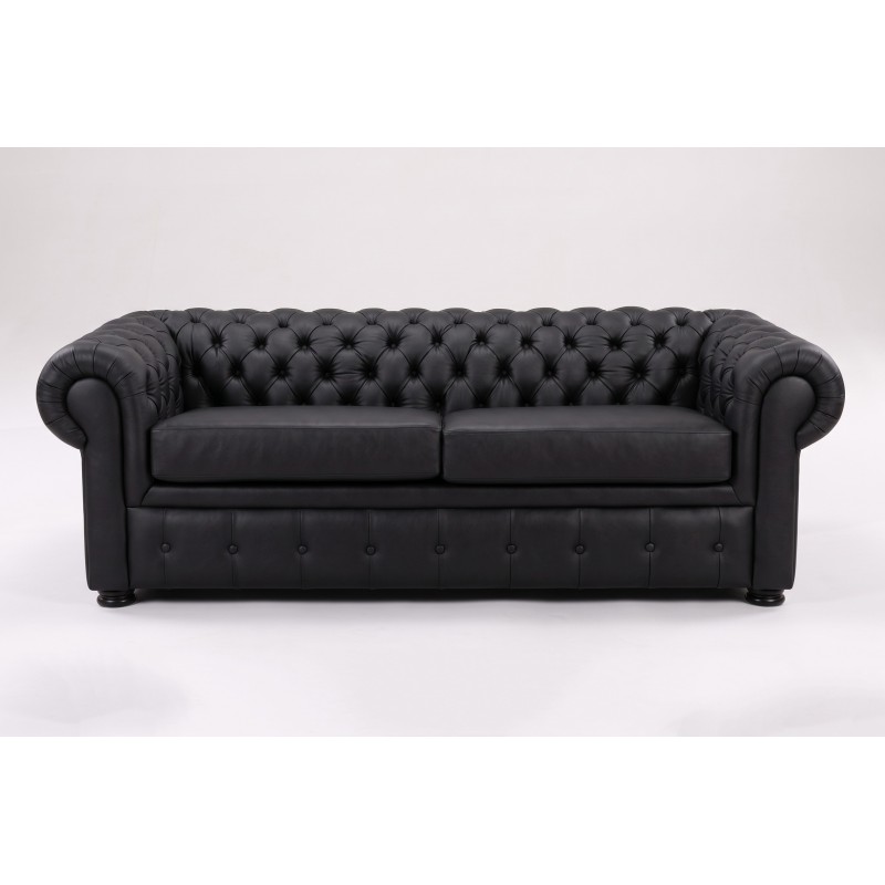 Czarna skórzana sofa Chesterfield Retro Czarna skórzana sofa Chesterfield Retro
