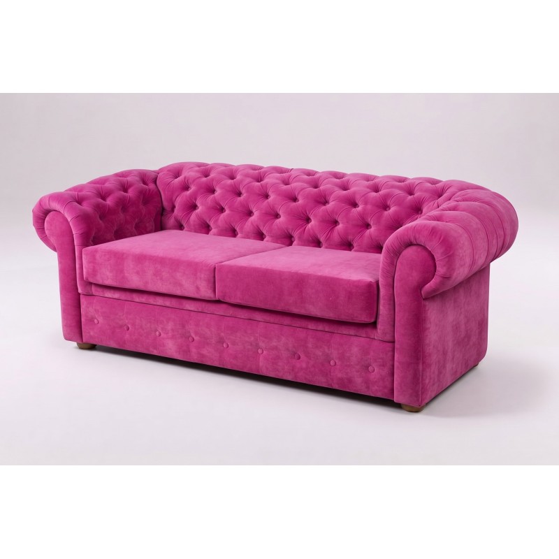 Różowa sofa Chesterfield Retro na jasnym tle Różowa sofa Chesterfield Retro na jasnym tle