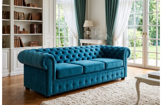Turkusowa sofa Chesterfield Retro z tej samej kolekcji