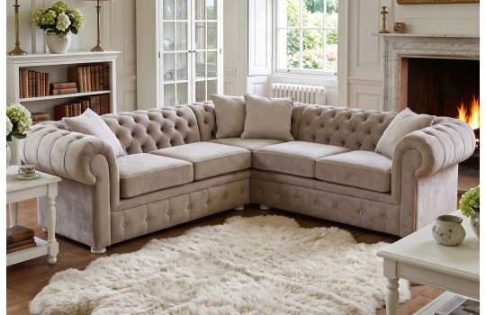 Kremowy narożnik Chesterfield Retro 240 x 240 cm