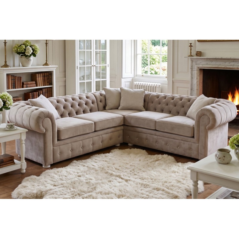 Kremowy narożnik Chesterfield Retro 240 x 240 cm Kremowy narożnik Chesterfield Retro 240 x 240 cm