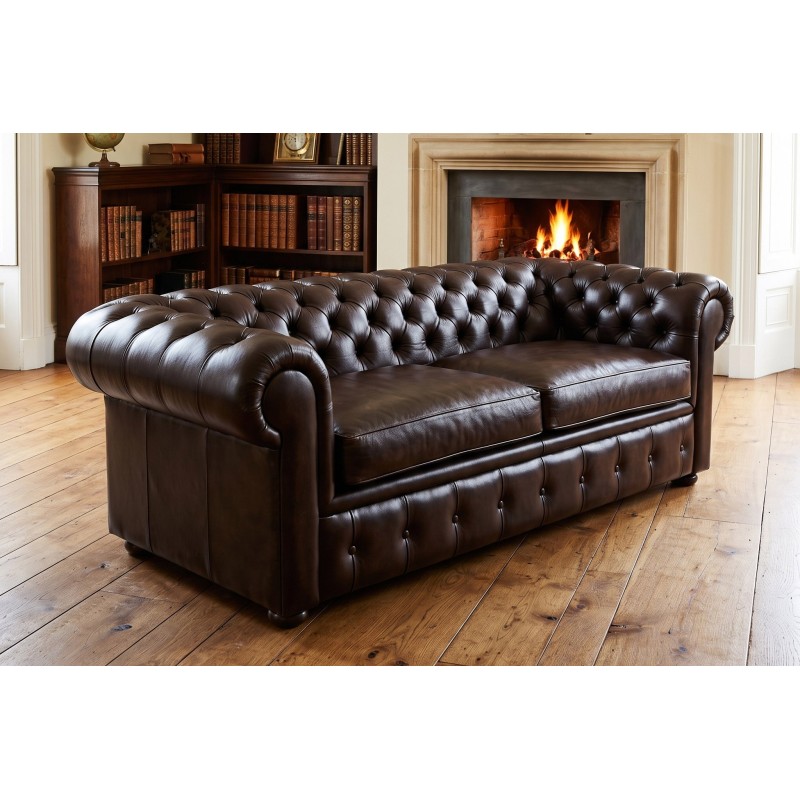 Czarna skórzana sofa chesterfield Duero cm z dwoma siedziskami Czarna skórzana sofa chesterfield Duero cm z dwoma siedziskami