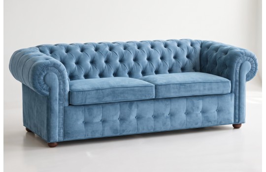 Sofa chesterfield Mati 230 cm w niebieskim welurze z tej samej kolekcji Sofa chesterfield Mati 230 cm w niebieskim welurze z tej samej kolekcji