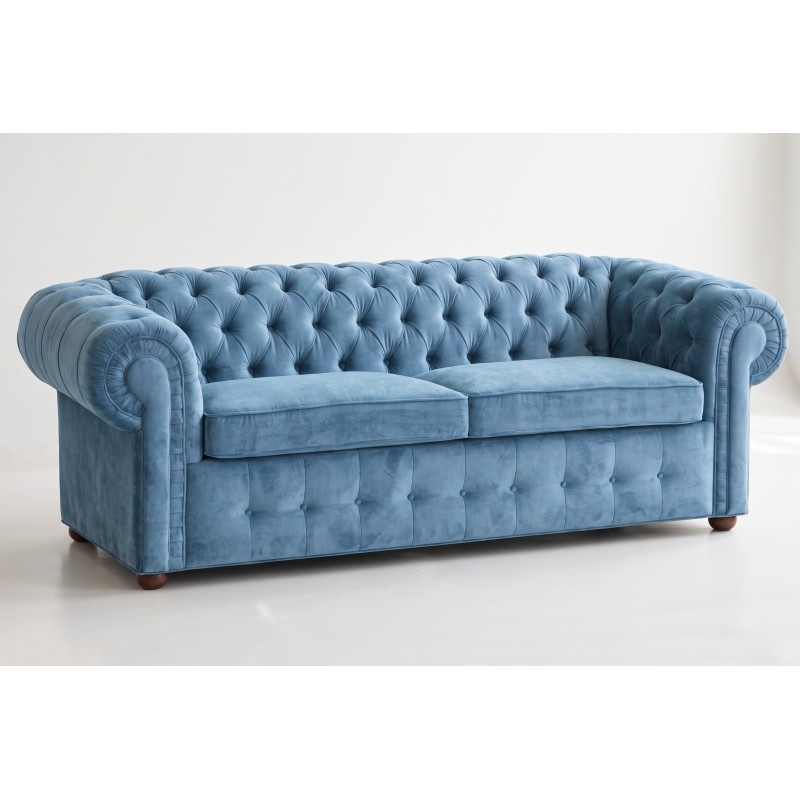 Sofa chesterfield Mati 230 cm w niebieskim welurze z tej samej kolekcji Sofa chesterfield Mati 230 cm w niebieskim welurze z tej samej kolekcji