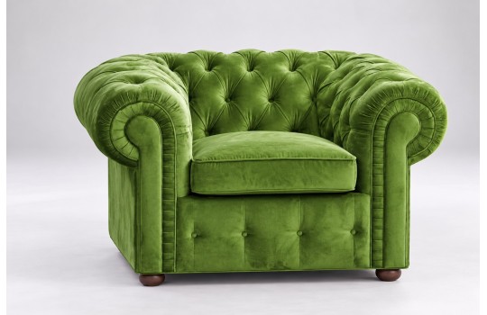 Fotel chesterfield Mati 120 cm w zielonym welurze z tej samej kolekcji Fotel chesterfield Mati 120 cm w zielonym welurze z tej samej kolekcji