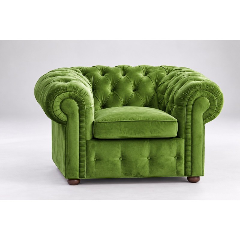 Fotel chesterfield Mati 120 cm w zielonym welurze z tej samej kolekcji Fotel chesterfield Mati 120 cm w zielonym welurze z tej samej kolekcji