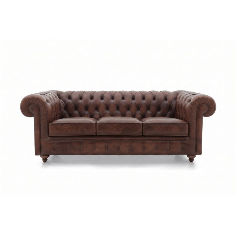 Skórzana sofa chesterfield Globo 220 cm z kolekcji fotela
