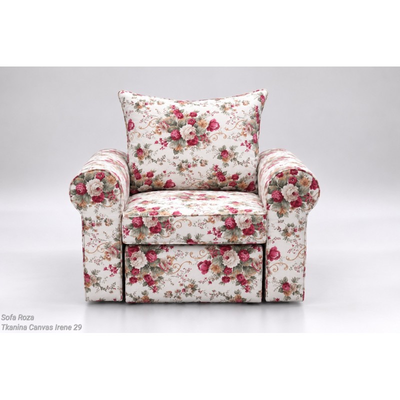 Sofa Roza 126 cm w tkaninie Canvas Irene 29 – wąskie siedzisko i zaokrąglone wałki Sofa Roza 126 cm w tkaninie Canvas Irene 29 – wąskie siedzisko i zaokrąglone wałki