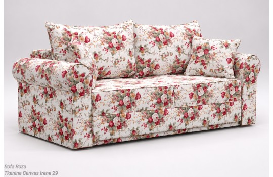 Kwiatowa sofa Roza – dwa siedziska, kremowa tkanina Canvas Irene 29 w róże Kwiatowa sofa Roza – dwa siedziska, kremowa tkanina Canvas Irene 29 w róże