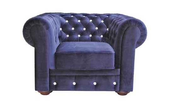 Fotel Chesterfield z kryształkami 