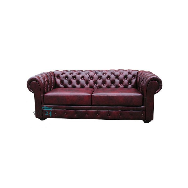 Kanapa Chesterfield rozkładana ze skóry 