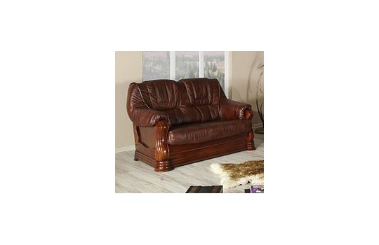 Skórzana sofa z drewnianymi elementami - Palmer 2