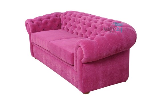 Różowa sofa Chesterfield Retro z funkcją spania 
