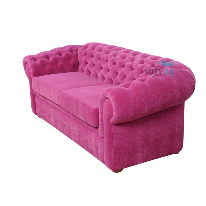 Różowa sofa Chesterfield Retro z funkcją spania 