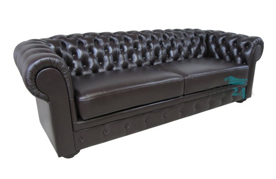 Czarna skórzana sofa Chesterfield Retro